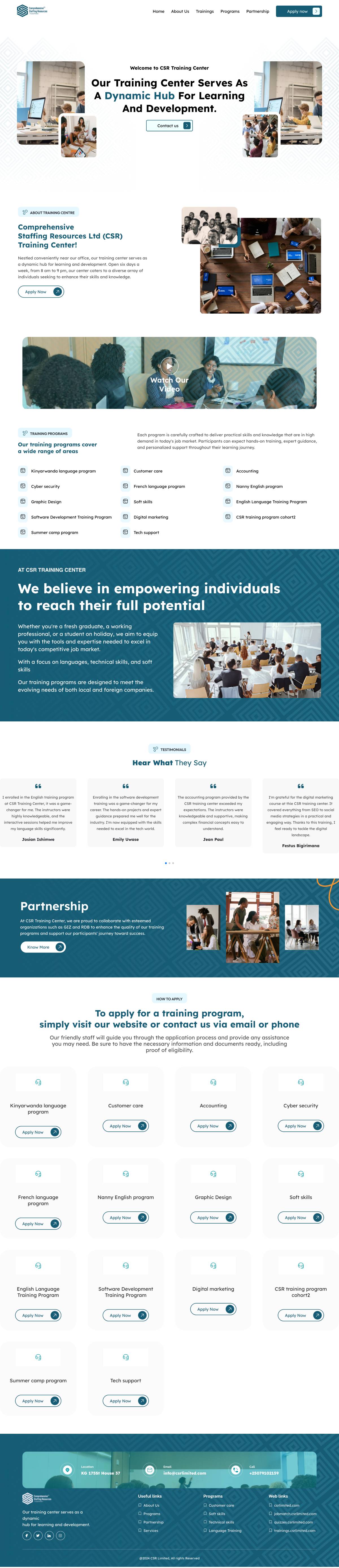 Training Center Website Project